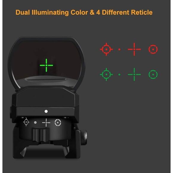 New Feyachi Tactical Reflex Sight Scope | Red/Green Dot | 4 Reticle | Fast Aim | - Picture 6 of 13